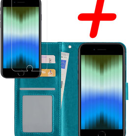 BASEY. BASEY. iPhone SE 2022 Hoesje Bookcase Met Screenprotector - Turquoise