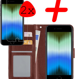 BASEY. BASEY. iPhone SE 2022 Hoesje Bookcase Met Screenprotector - Bruin