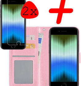 BASEY. BASEY. iPhone SE 2022 Hoesje Bookcase Met Screenprotector - Lichtroze