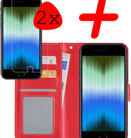 BASEY. BASEY. iPhone SE 2022 Hoesje Bookcase Met Screenprotector - Rood