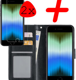 BASEY. BASEY. iPhone SE 2022 Hoesje Bookcase Met Screenprotector - Zwart