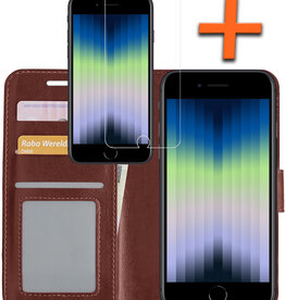 Nomfy Nomfy iPhone SE 2022 Hoesje Bookcase Met Screenprotector - Bruin
