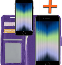 Nomfy Nomfy iPhone SE 2022 Hoesje Bookcase Met Screenprotector - Paars