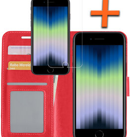 Nomfy Nomfy iPhone SE 2022 Hoesje Bookcase Met Screenprotector - Rood