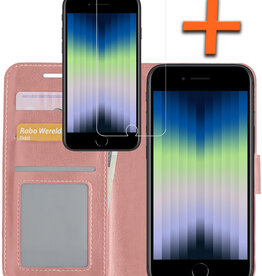 Nomfy Nomfy iPhone SE 2022 Hoesje Bookcase Met Screenprotector - Rose Goud