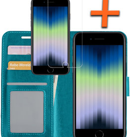 Nomfy Nomfy iPhone SE 2022 Hoesje Bookcase Met Screenprotector - Turquoise