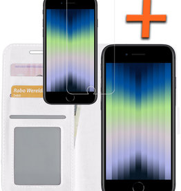 Nomfy Nomfy iPhone SE 2022 Hoesje Bookcase Met Screenprotector - Wit