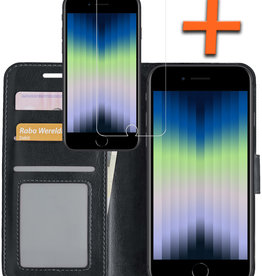 Nomfy Nomfy iPhone SE 2022 Hoesje Bookcase Met Screenprotector - Zwart