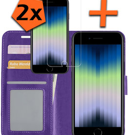 Nomfy Nomfy iPhone SE 2022 Hoesje Bookcase Met Screenprotector - Paars