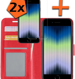 Nomfy Nomfy iPhone SE 2022 Hoesje Bookcase Met Screenprotector - Rood