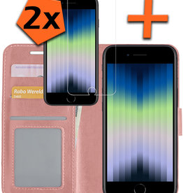 Nomfy Nomfy iPhone SE 2022 Hoesje Bookcase Met Screenprotector - Rose Goud