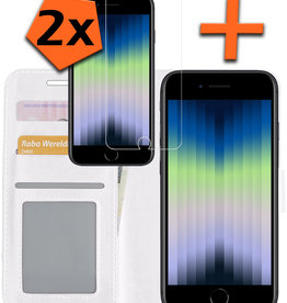 Nomfy Nomfy iPhone SE 2022 Hoesje Bookcase Met Screenprotector - Wit