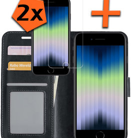 Nomfy Nomfy iPhone SE 2022 Hoesje Bookcase Met Screenprotector - Zwart