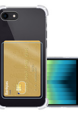 NoXx Hoes Geschikt voor iPhone SE 2022 Hoesje Pasjeshouder Cover Shock Proof Case Siliconen Hoes Met Kaarthouder - Transparant