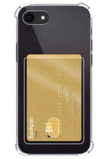 NoXx Hoes Geschikt voor iPhone SE 2022 Hoesje Pasjeshouder Cover Shock Proof Case Siliconen Hoes Met Kaarthouder - Transparant