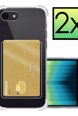 NoXx Hoes Geschikt voor iPhone SE 2022 Hoesje Pasjeshouder Cover Shock Proof Case Siliconen Hoes Met Kaarthouder - Transparant - 2x