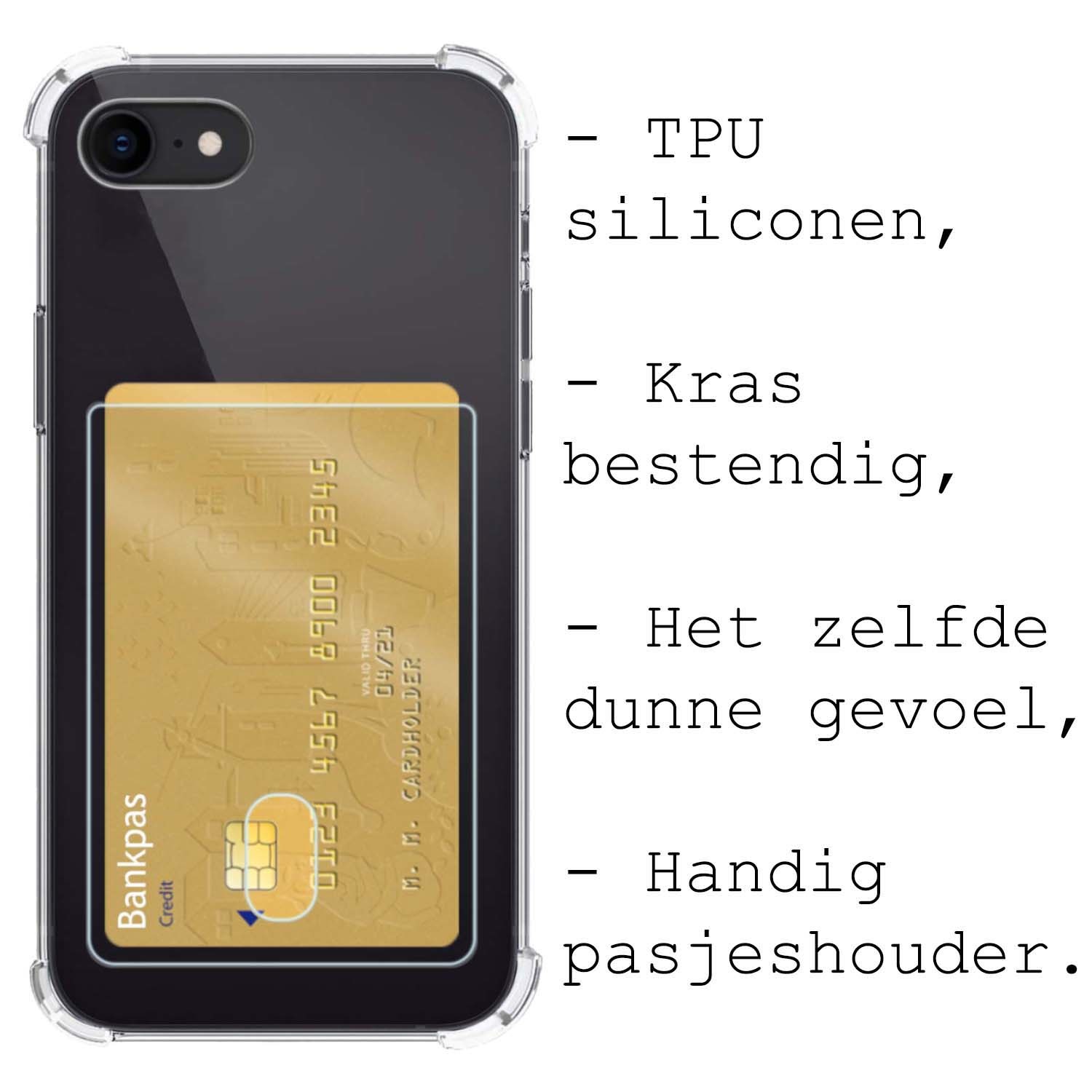 BASEY. Hoes Geschikt voor iPhone SE 2022 Hoesje Shock Proof Case Hoes Met 2x Screenprotector - Hoesje Geschikt voor iPhone SE (2022) Hoes Cover Shockproof - Transparant