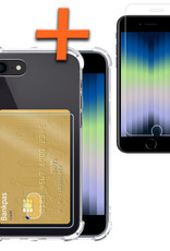 Nomfy Hoesje Geschikt voor iPhone SE 2022 Hoesje Pasjeshouder Shockproof Pas Houder Met Screenprotector - Hoesje Geschikt voor iPhone SE (2022) Hoes Met Kaarthouder - Transparant