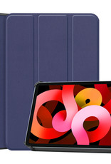 BASEY. Hoesje Geschikt voor iPad Air 2022 Hoes Case Tablet Hoesje Tri-fold - Hoes Geschikt voor iPad Air 5 2022 Hoesje Hard Cover Bookcase Hoes - Donkerblauw