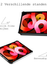 BASEY. Hoesje Geschikt voor iPad Air 2022 Hoes Case Tablet Hoesje Tri-fold - Hoes Geschikt voor iPad Air 5 2022 Hoesje Hard Cover Bookcase Hoes - Donkerblauw