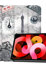 BASEY. Hoesje Geschikt voor iPad Air 2022 Hoes Case Tablet Hoesje Tri-fold - Hoes Geschikt voor iPad Air 5 2022 Hoesje Hard Cover Bookcase Hoes - Eiffeltoren