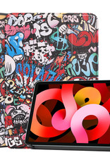 BASEY. Hoesje Geschikt voor iPad Air 2022 Hoes Case Tablet Hoesje Tri-fold - Hoes Geschikt voor iPad Air 5 2022 Hoesje Hard Cover Bookcase Hoes - Graffity