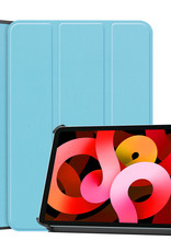 BASEY. Hoesje Geschikt voor iPad Air 2022 Hoes Case Tablet Hoesje Tri-fold - Hoes Geschikt voor iPad Air 5 2022 Hoesje Hard Cover Bookcase Hoes - Lichtblauw