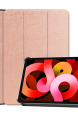 BASEY. Hoesje Geschikt voor iPad Air 2022 Hoes Case Tablet Hoesje Tri-fold - Hoes Geschikt voor iPad Air 5 2022 Hoesje Hard Cover Bookcase Hoes - Rosé goud