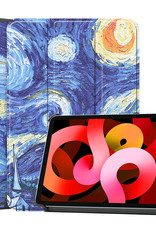 BASEY. Hoesje Geschikt voor iPad Air 2022 Hoes Case Tablet Hoesje Tri-fold - Hoes Geschikt voor iPad Air 5 2022 Hoesje Hard Cover Bookcase Hoes - Sterrenhemel