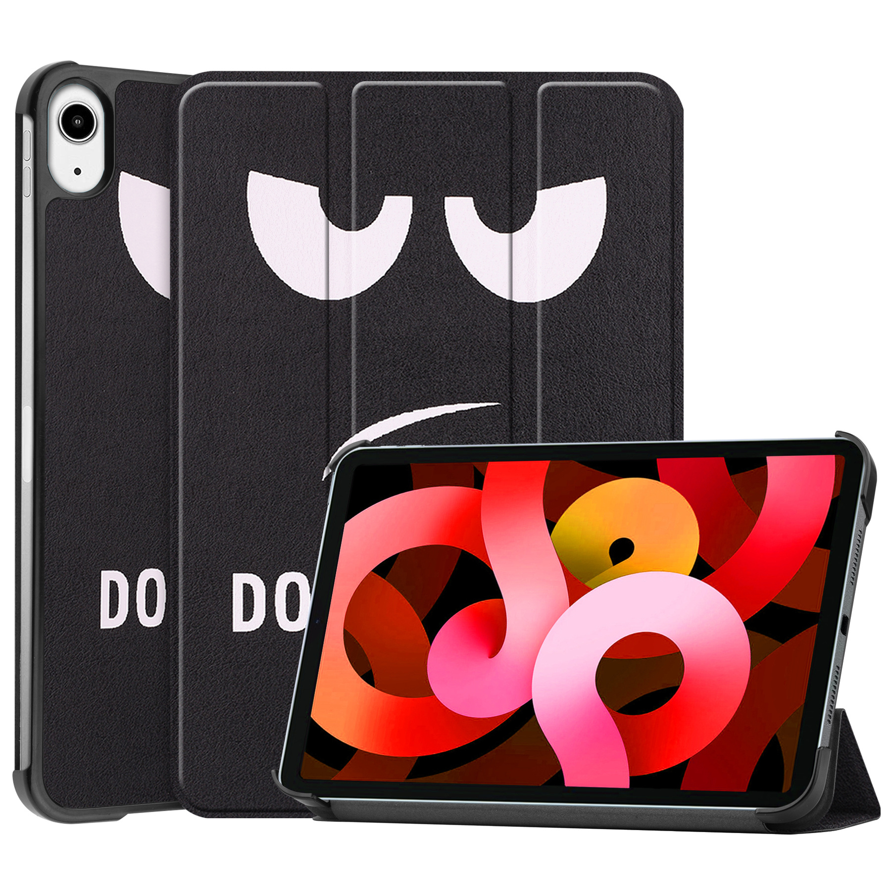 BASEY. Hoesje Geschikt voor iPad Air 2022 Hoes Case Tablet Hoesje Tri-fold - Hoes Geschikt voor iPad Air 5 2022 Hoesje Hard Cover Bookcase Hoes - Don't Touch Me