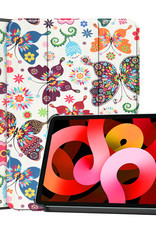 BASEY. Hoesje Geschikt voor iPad Air 2022 Hoes Case Tablet Hoesje Tri-fold - Hoes Geschikt voor iPad Air 5 2022 Hoesje Hard Cover Bookcase Hoes - Vlinders