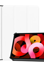 BASEY. Hoesje Geschikt voor iPad Air 2022 Hoes Case Tablet Hoesje Tri-fold - Hoes Geschikt voor iPad Air 5 2022 Hoesje Hard Cover Bookcase Hoes - Wit