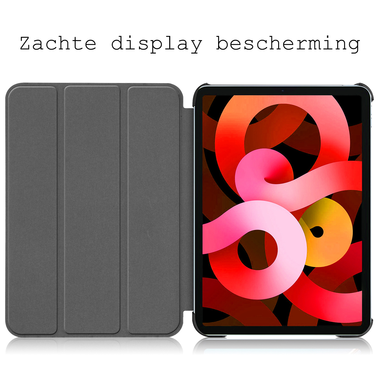 BASEY. Hoesje Geschikt voor iPad Air 2022 Hoes Case Tablet Hoesje Tri-fold - Hoes Geschikt voor iPad Air 5 2022 Hoesje Hard Cover Bookcase Hoes - Wit