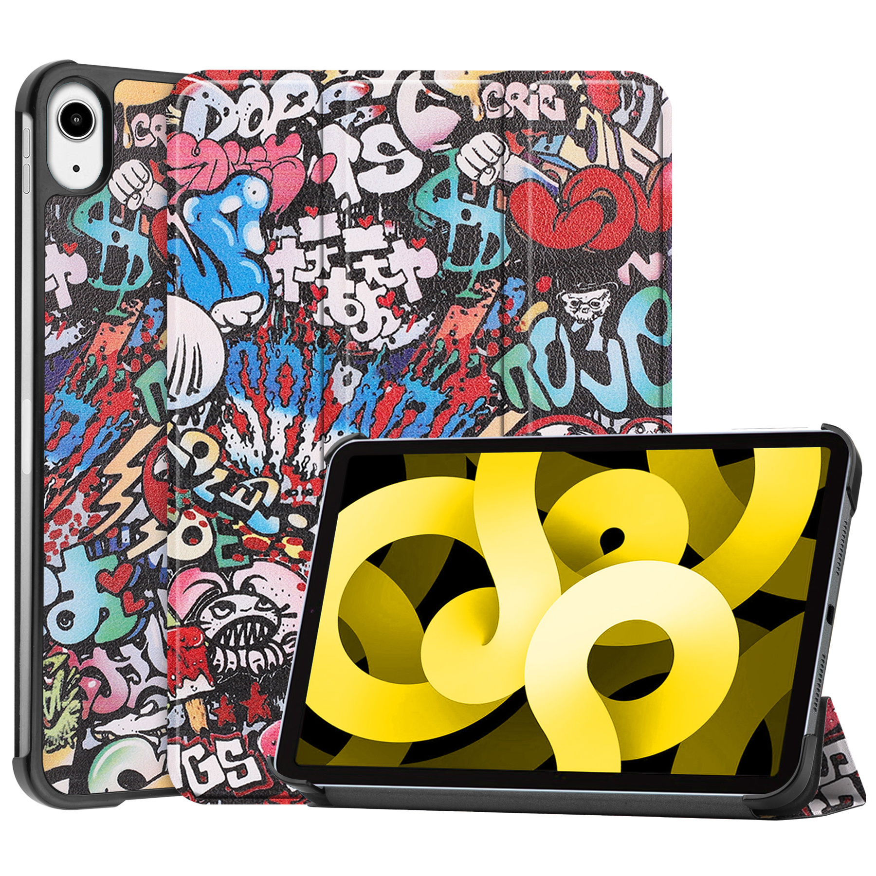 NoXx Hoesje Geschikt voor iPad Air 2022 Hoesje Case Hard Cover Hoes Book Case - Graffity