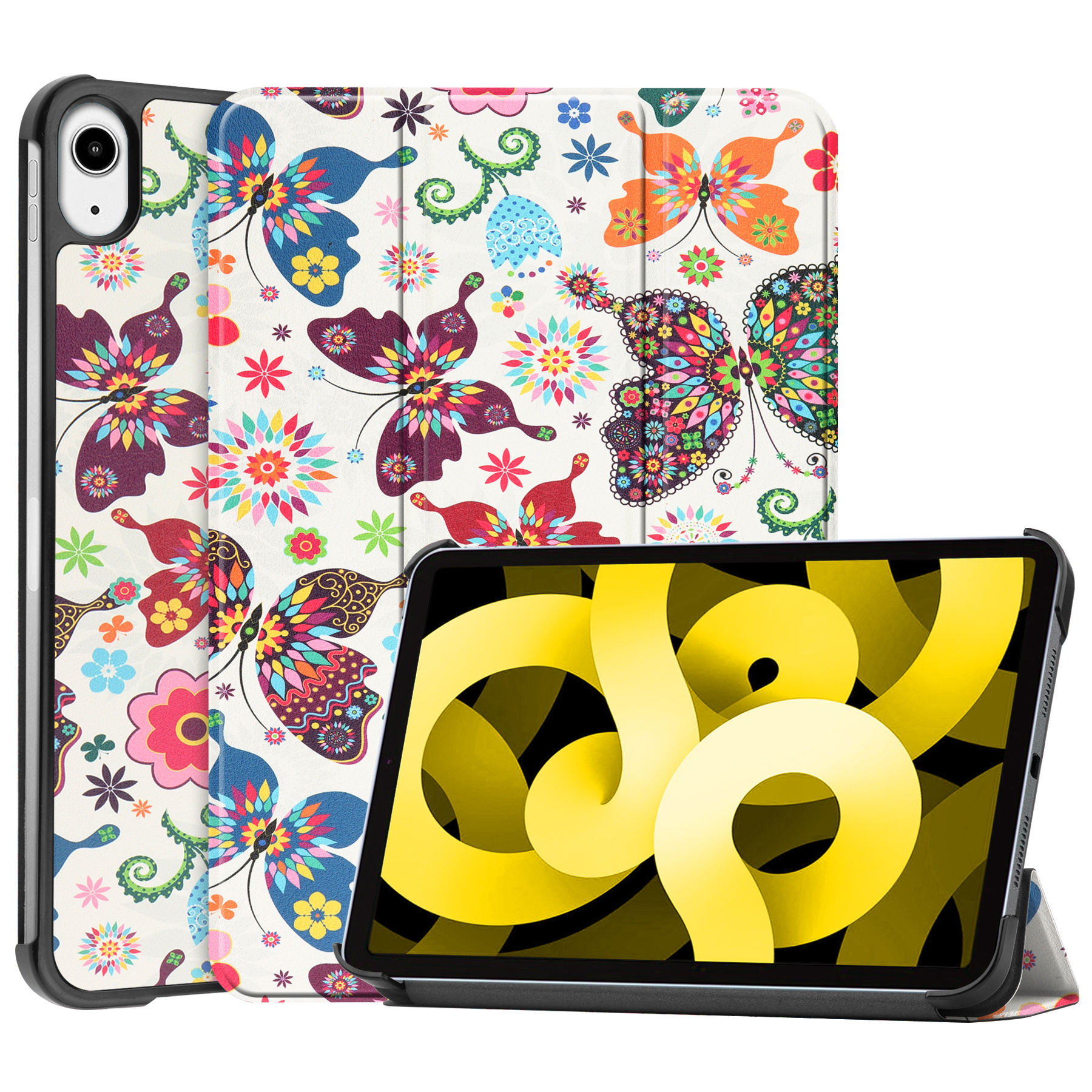 NoXx Hoesje Geschikt voor iPad Air 2022 Hoesje Case Hard Cover Hoes Book Case - Vlinders