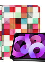 Nomfy Hoes Geschikt voor iPad Air 2022 Hoes Tri-fold Tablet Hoesje Case - Hoesje Geschikt voor iPad Air 5 2022 Hoesje Hardcover Bookcase - Bloesem