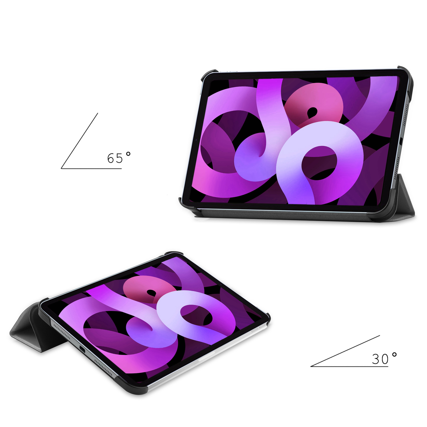 Nomfy Hoes Geschikt voor iPad Air 2022 Hoes Tri-fold Tablet Hoesje Case - Hoesje Geschikt voor iPad Air 5 2022 Hoesje Hardcover Bookcase - Grijs