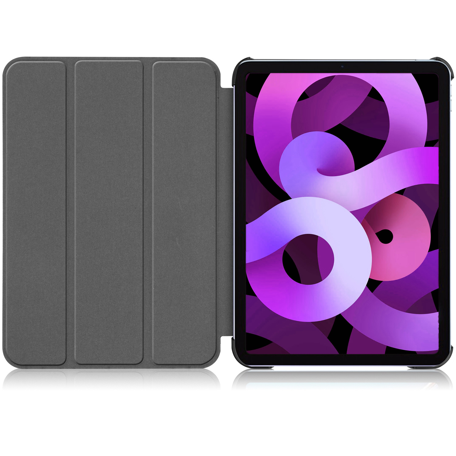 Nomfy Hoes Geschikt voor iPad Air 2022 Hoes Tri-fold Tablet Hoesje Case - Hoesje Geschikt voor iPad Air 5 2022 Hoesje Hardcover Bookcase - Grijs