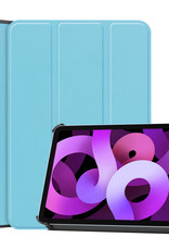 Nomfy Hoes Geschikt voor iPad Air 2022 Hoes Tri-fold Tablet Hoesje Case - Hoesje Geschikt voor iPad Air 5 2022 Hoesje Hardcover Bookcase - Lichtblauw