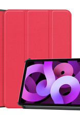 Nomfy Hoes Geschikt voor iPad Air 2022 Hoes Tri-fold Tablet Hoesje Case - Hoesje Geschikt voor iPad Air 5 2022 Hoesje Hardcover Bookcase - Rood