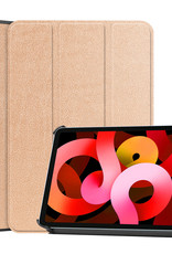 BASEY. Hoesje Geschikt voor iPad Air 2022 Hoes Case Tablet Hoesje Tri-fold - Hoes Geschikt voor iPad Air 5 2022 Hoesje Hard Cover Bookcase Hoes - Goud