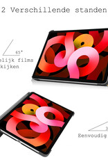 BASEY. Hoesje Geschikt voor iPad Air 2022 Hoes Case Tablet Hoesje Tri-fold Met Screenprotector - Hoes Geschikt voor iPad Air 5 2022 Hoesje Hard Cover Bookcase Hoes - Elfje