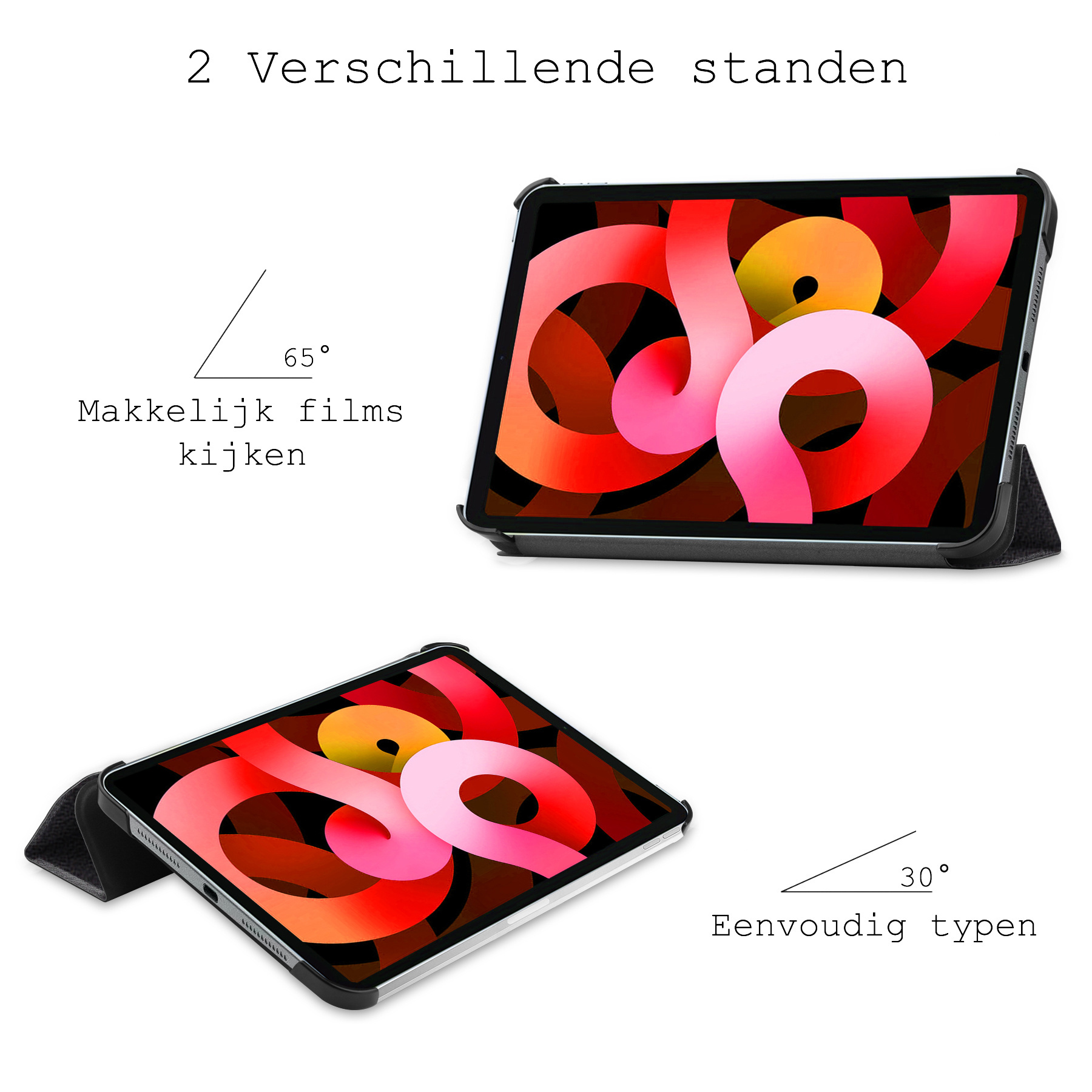 BASEY. Hoesje Geschikt voor iPad Air 2022 Hoes Case Tablet Hoesje Tri-fold Met Screenprotector - Hoes Geschikt voor iPad Air 5 2022 Hoesje Hard Cover Bookcase Hoes - Don't Touch Me