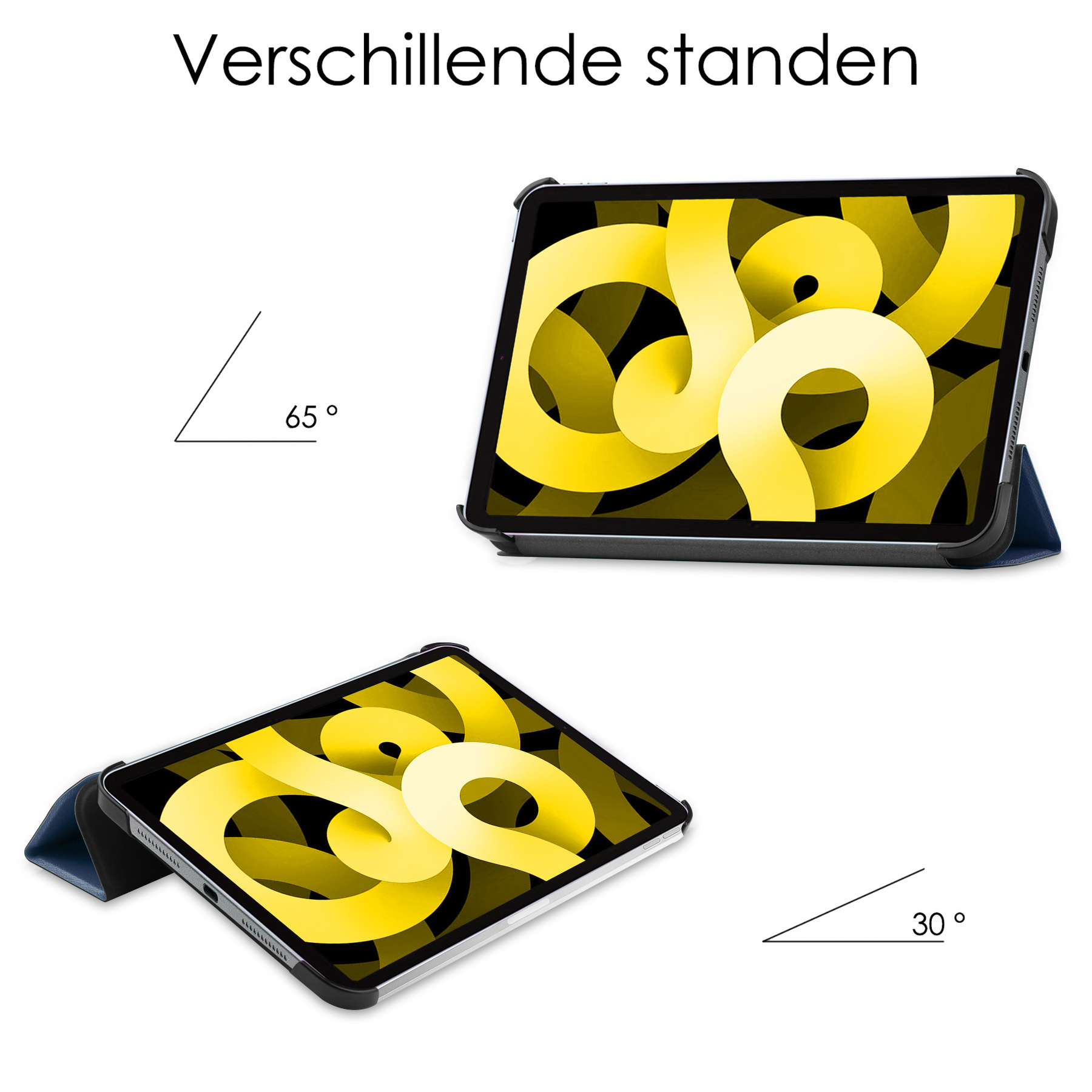 NoXx Hoesje Geschikt voor iPad Air 2022 Hoesje Case Hard Cover Hoes Book Case Met Screenprotector - Donkerblauw