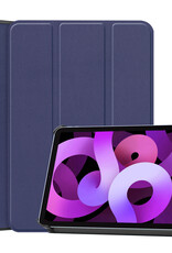 Nomfy Hoes Geschikt voor iPad Air 2022 Hoes Tri-fold Tablet Hoesje Case Met Screenprotector - Hoesje Geschikt voor iPad Air 5 2022 Hoesje Hardcover Bookcase - Donkerblauw