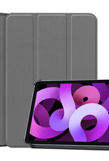 Nomfy Hoes Geschikt voor iPad Air 2022 Hoes Tri-fold Tablet Hoesje Case Met Screenprotector - Hoesje Geschikt voor iPad Air 5 2022 Hoesje Hardcover Bookcase - Grijs