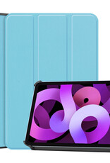 Nomfy Hoes Geschikt voor iPad Air 2022 Hoes Tri-fold Tablet Hoesje Case Met Screenprotector - Hoesje Geschikt voor iPad Air 5 2022 Hoesje Hardcover Bookcase - Lichtblauw