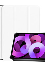 Nomfy Hoes Geschikt voor iPad Air 2022 Hoes Tri-fold Tablet Hoesje Case Met Screenprotector - Hoesje Geschikt voor iPad Air 5 2022 Hoesje Hardcover Bookcase - Wit
