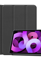 Nomfy Hoes Geschikt voor iPad Air 2022 Hoes Tri-fold Tablet Hoesje Case Met Screenprotector - Hoesje Geschikt voor iPad Air 5 2022 Hoesje Hardcover Bookcase - Zwart