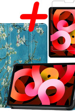 BASEY. Hoesje Geschikt voor iPad Air 2022 Hoes Case Tablet Hoesje Tri-fold Met Screenprotector - Hoes Geschikt voor iPad Air 5 2022 Hoesje Hard Cover Bookcase Hoes - Blokken